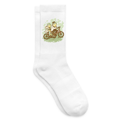 Tennissocken "Fahrrad Frösche" - Weiß