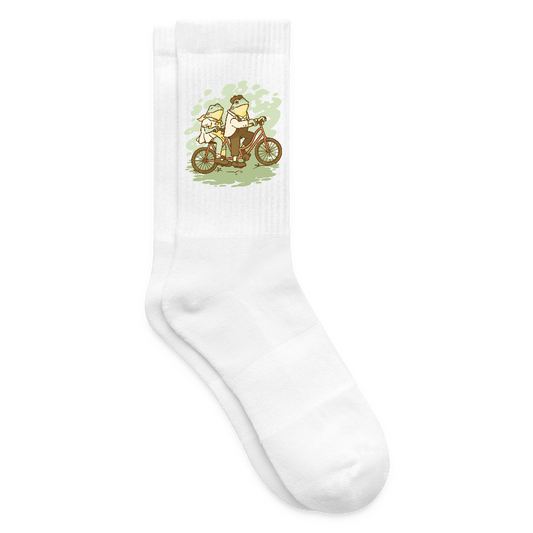 Tennissocken "Fahrrad Frösche" - Weiß
