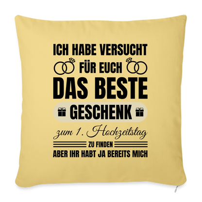 Sofakissen mit Füllung "Das beste Geschenk zum 1. Hochzeitstag" (von Trauzeugen) - Hellgelb