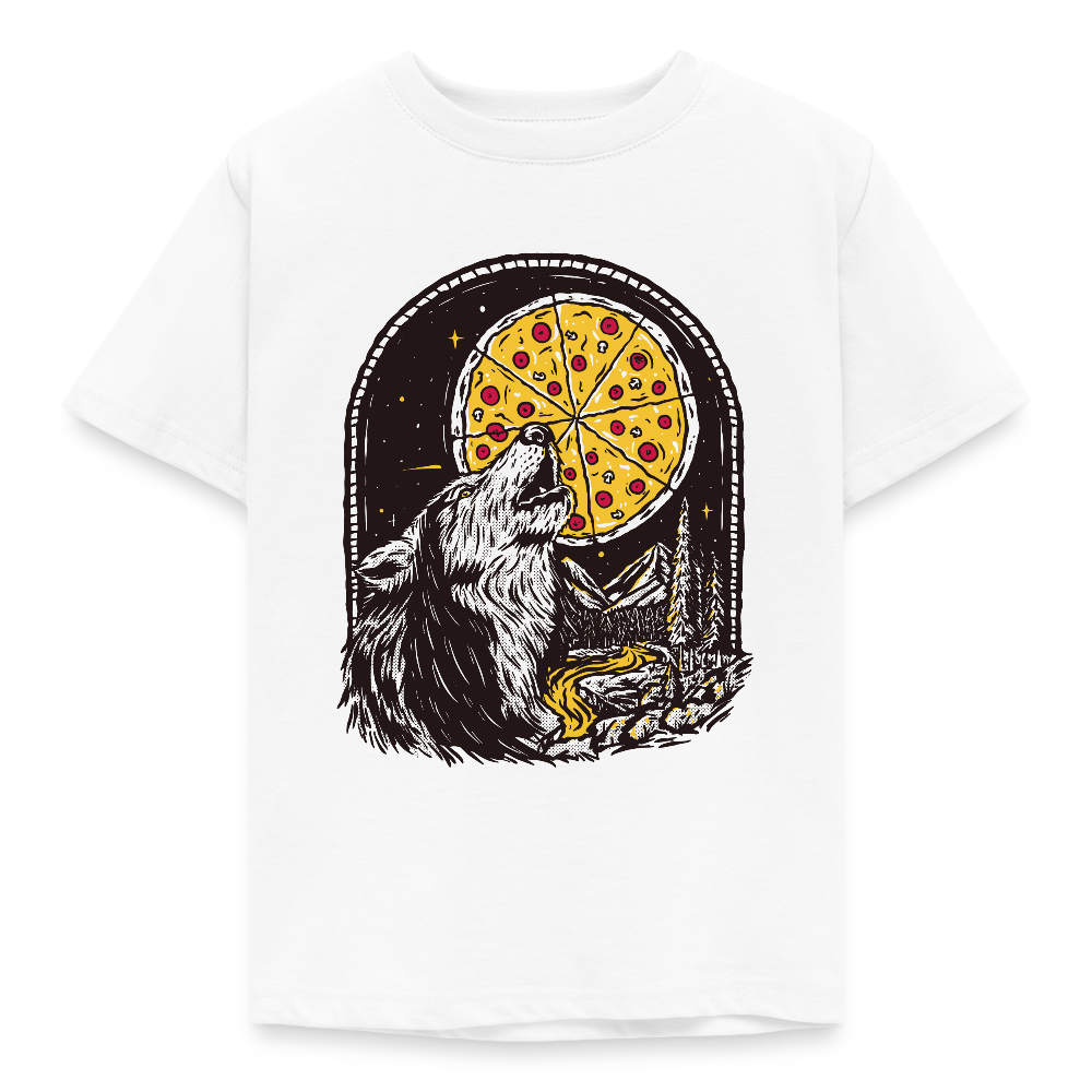 Kinder T-Shirt "Wolf mit Pizza" - Weiß