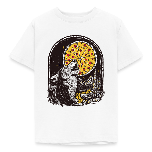 Kinder T-Shirt "Wolf mit Pizza" - Weiß