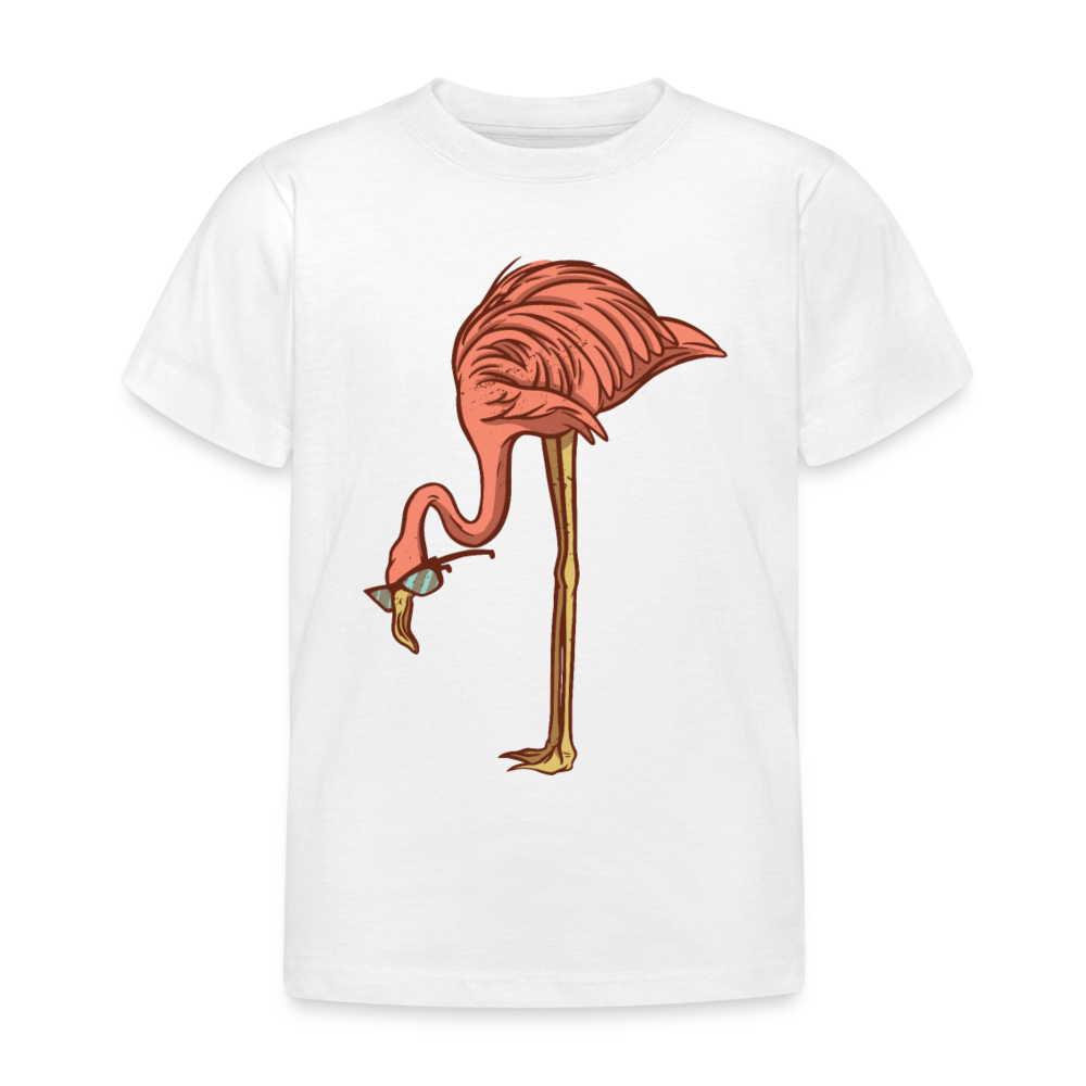 Kinder T-Shirt "Flamingo mit Sonnenbrille" - Weiß