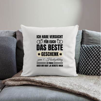 Sofakissen mit Füllung "Das beste Geschenk zum 1. Hochzeitstag" (von Trauzeugen) - Naturweiß