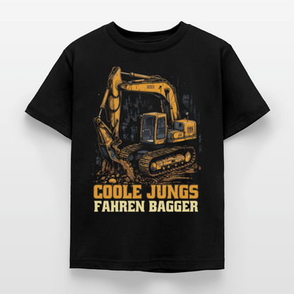 Kinder T-Shirt "Coole Jungs fahren Bagger" - Schwarz
