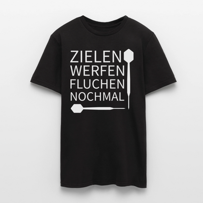 Männer T-Shirt "Zielen Werfen Fluchen Nochmal" - Schwarz
