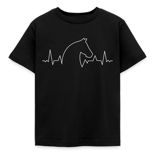 Kinder T-Shirt "Pferd Herzschlag" - Schwarz
