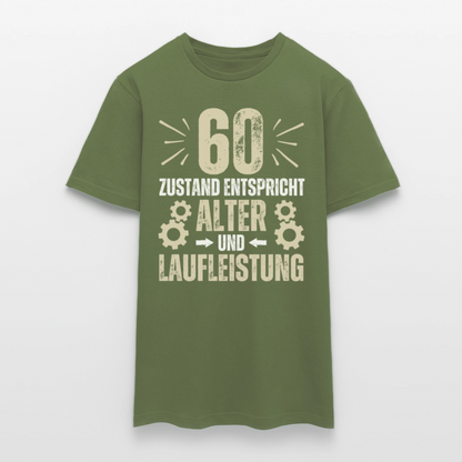 Männer T-Shirt "60 - Zustand entspricht Alter und Laufleistung" - Militärgrün