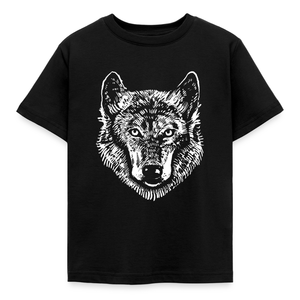 Kinder T-Shirt "Wolfskopf" - Schwarz