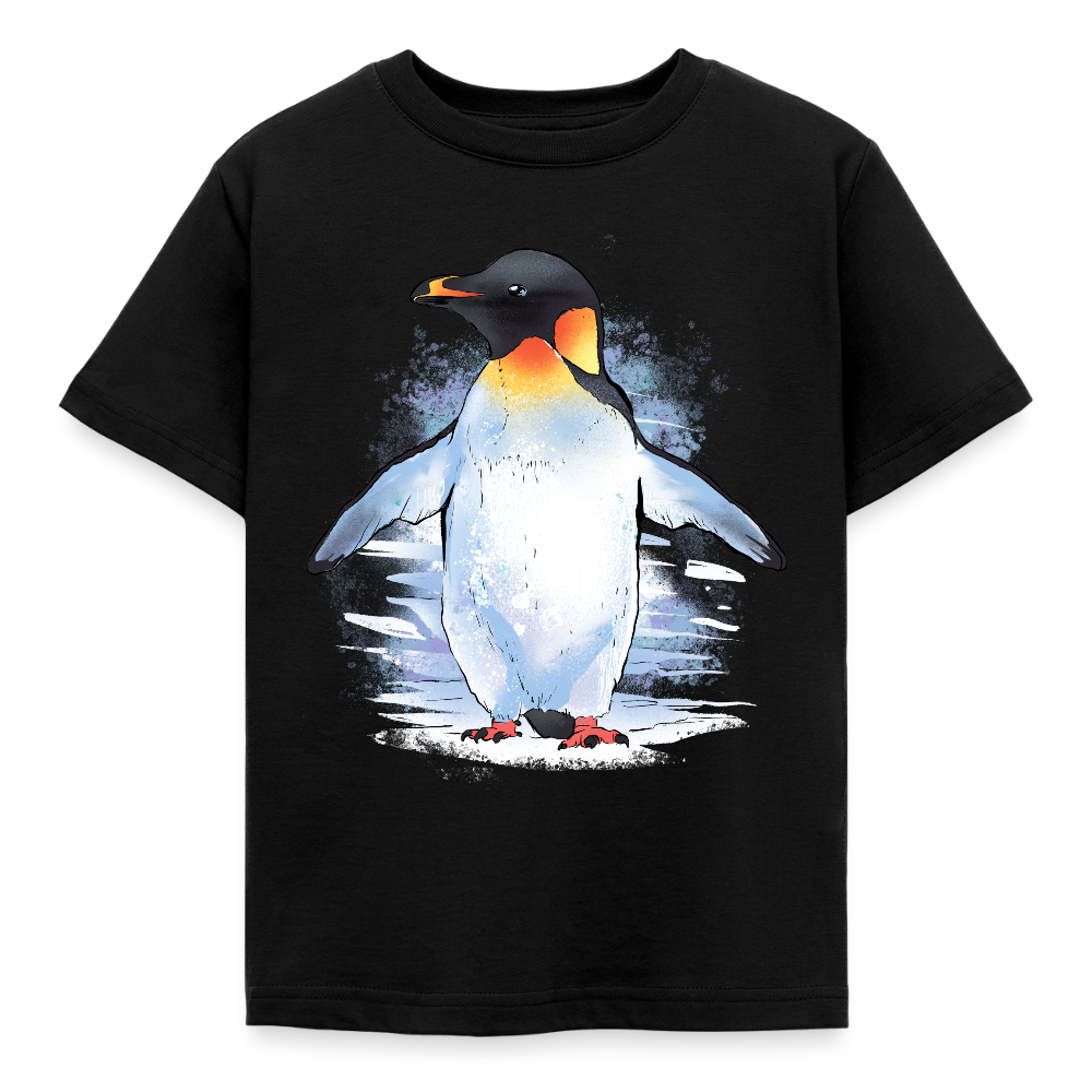 Kinder T-Shirt "Pinguin im Wasserfarben-Stil" - Schwarz