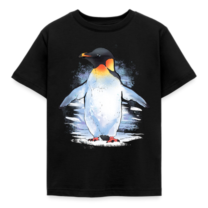 Kinder T-Shirt "Pinguin im Wasserfarben-Stil" - Schwarz
