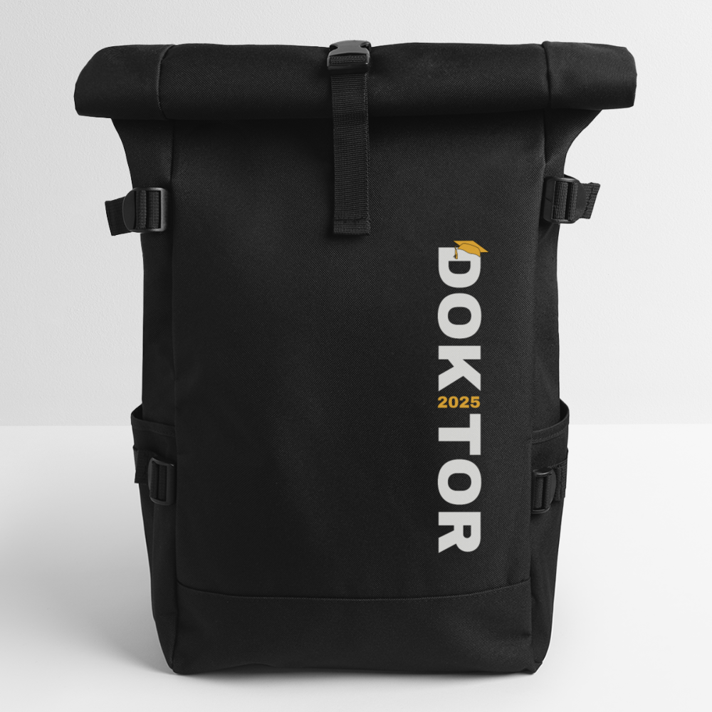 Rolltop Rucksack "Doktor 2025" (Schriftzug) - Schwarz