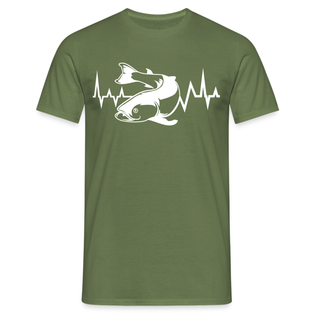 Männer T-Shirt "Herzschlag-Fisch" - Militärgrün