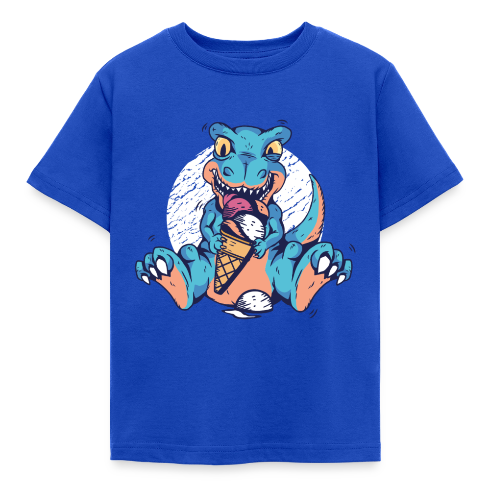 Kinder T-Shirt "Dinosaurier mit Eis" - Royalblau