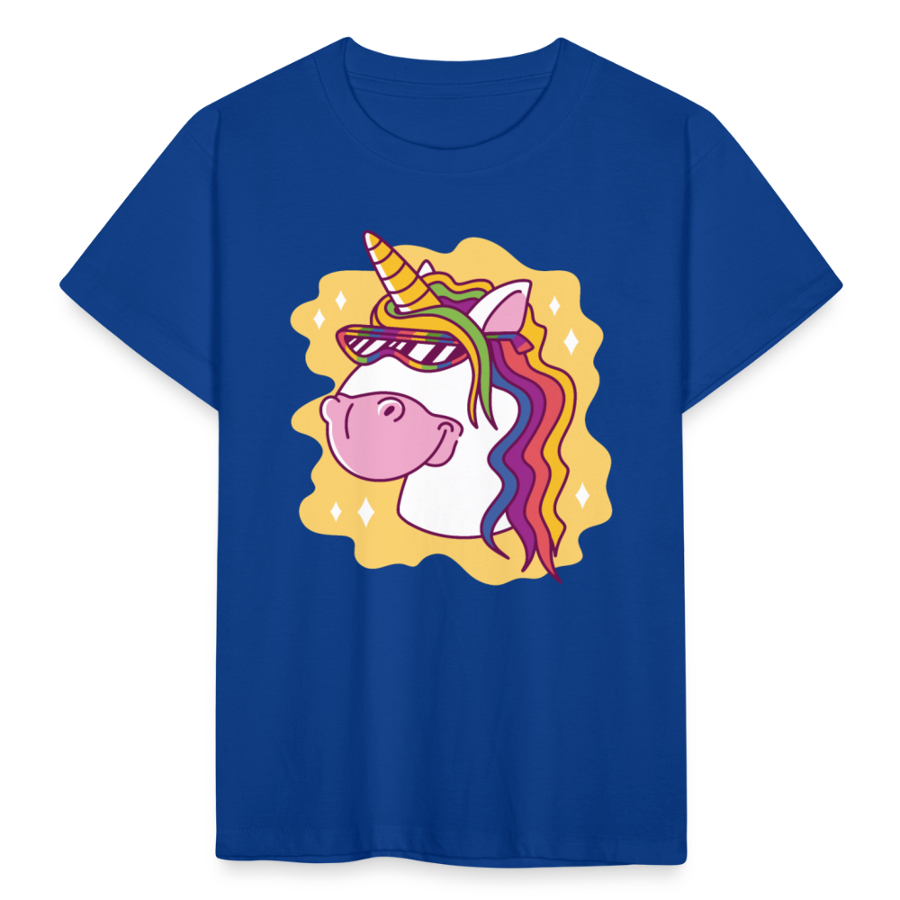 Kinder T-Shirt "Cooles Einhorn mit Sonnenbrille" - Royalblau