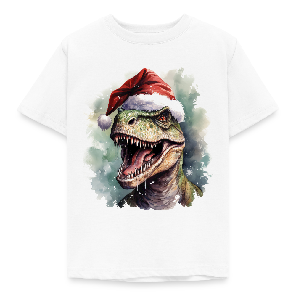 Kinder T-Shirt "Cooler Weihnachts-Dinosaurier" - Weiß