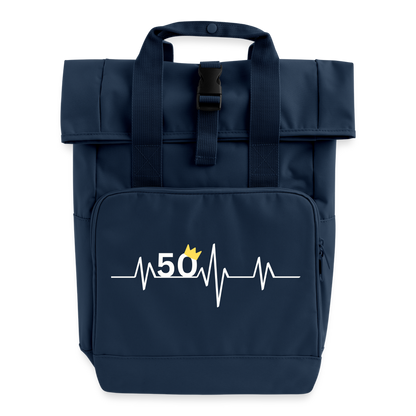 Rolltop Rucksack "50 mit gelber Krone" - Navy