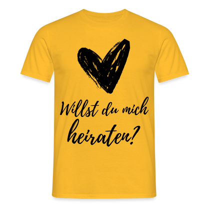 Männer T-Shirt "Willst du mich heiraten?" (Herz) - Gelb