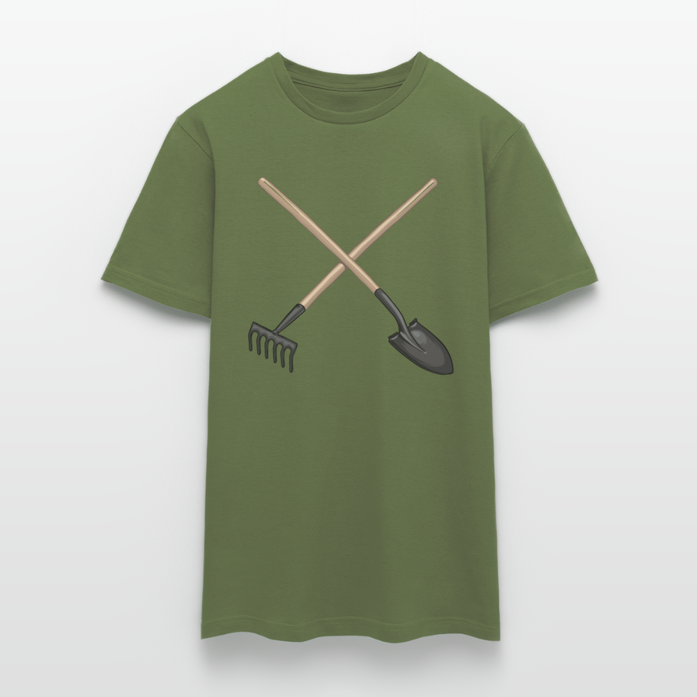 Männer T-Shirt "Spaten und Harke" - Militärgrün