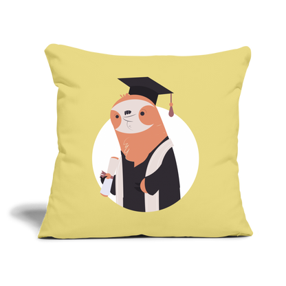 Sofakissen mit Füllung "Lustiges Faultier mit Abschluss" - Hellgelb