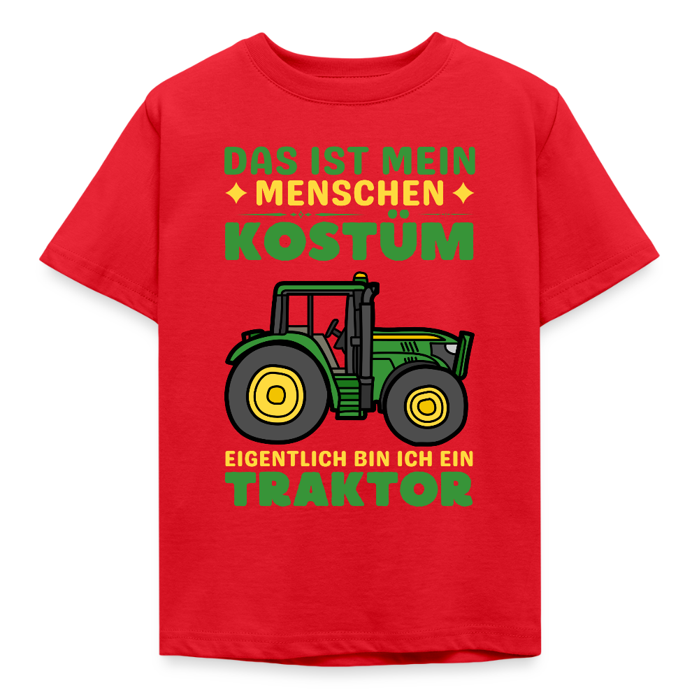 Kinder T-Shirt "Das ist mein Menschen Kostüm, eigentlich bin ich ein Traktor" - Rot