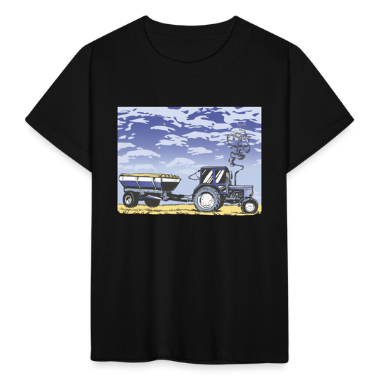 Kinder T-Shirt "Traktor auf der Farm" - Schwarz