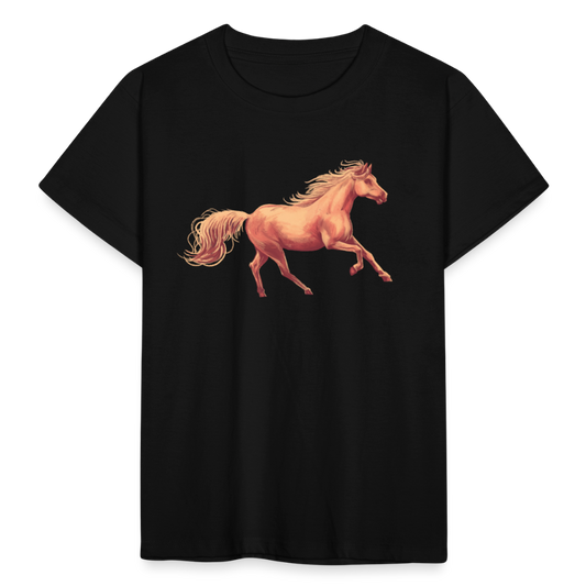 Kinder T-Shirt "Rennendes Pferd" - Schwarz