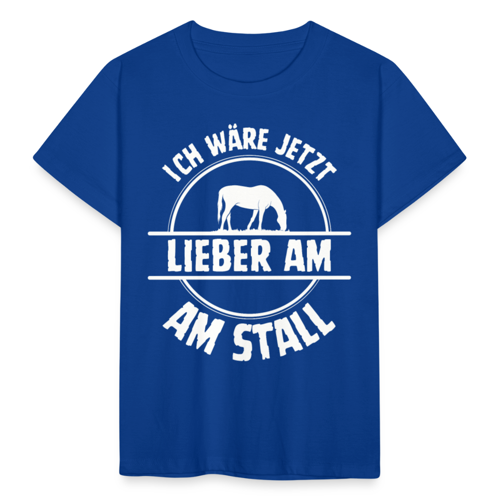 Kinder T-Shirt "Ich wäre jetzt lieber am Stall" - Royalblau