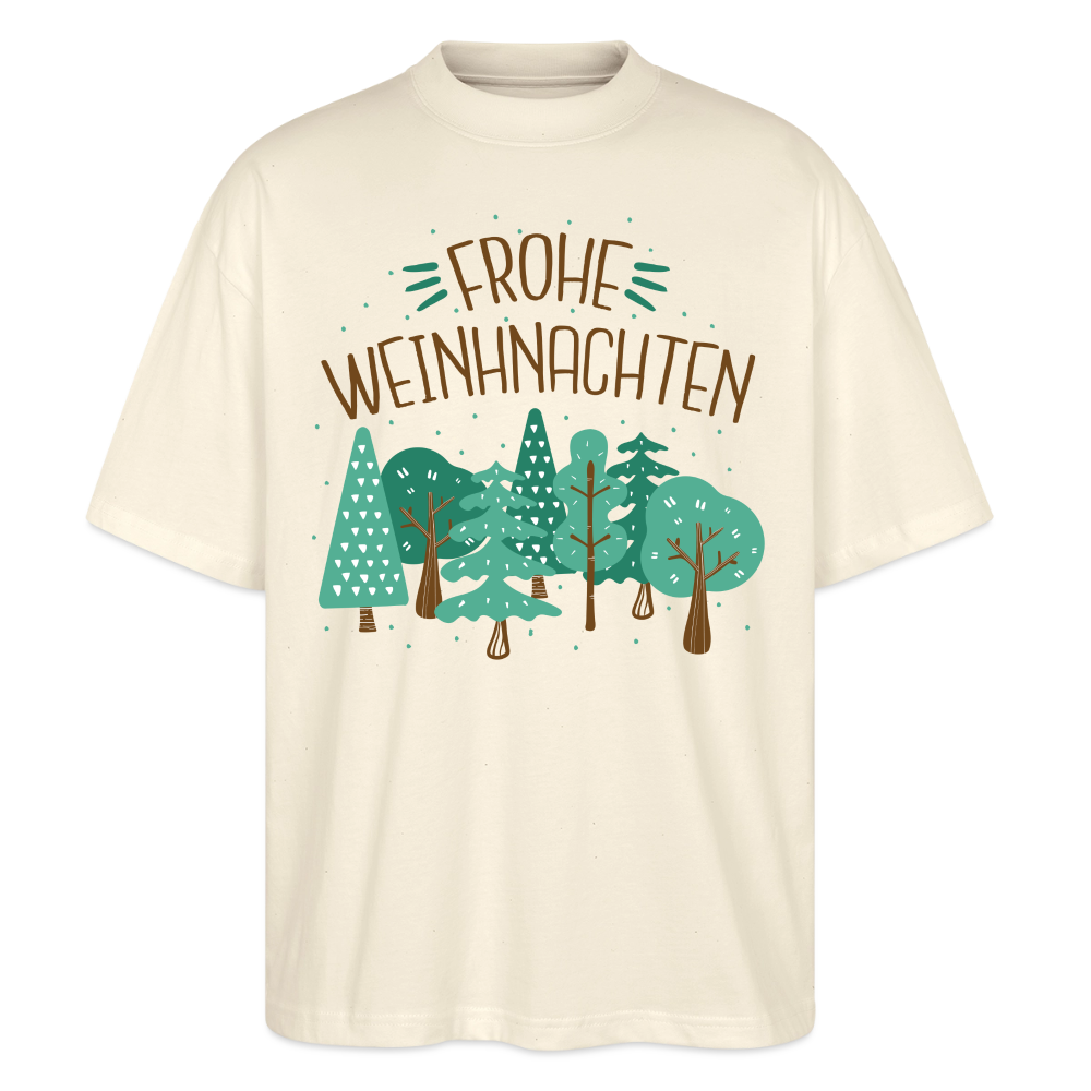 Unisex Oversize Bio-T-Shirt "Frohe Weihnachten" (Weihnachtsbäume) - Natur