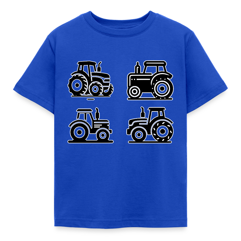 Kinder T-Shirt "4 minimalistische Traktoren" - Royalblau