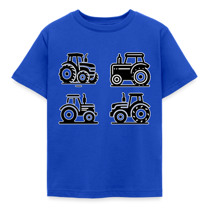 Kinder T-Shirt "4 minimalistische Traktoren" - Royalblau