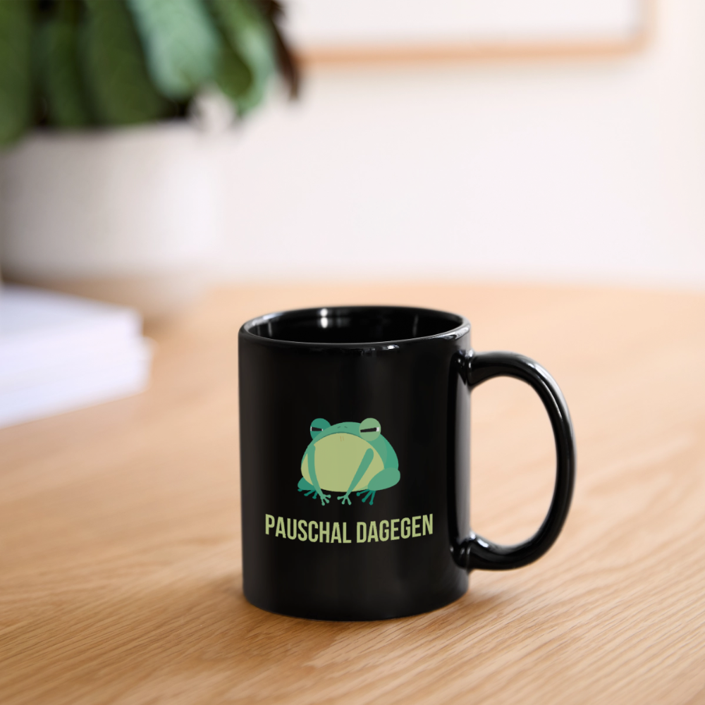 Tasse "Pauschal dagegen" (Frosch-Motiv) - Schwarz