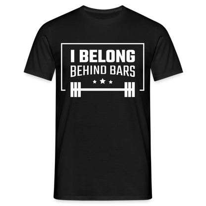 Männer T-Shirt "I belong behind bars" - Schwarz