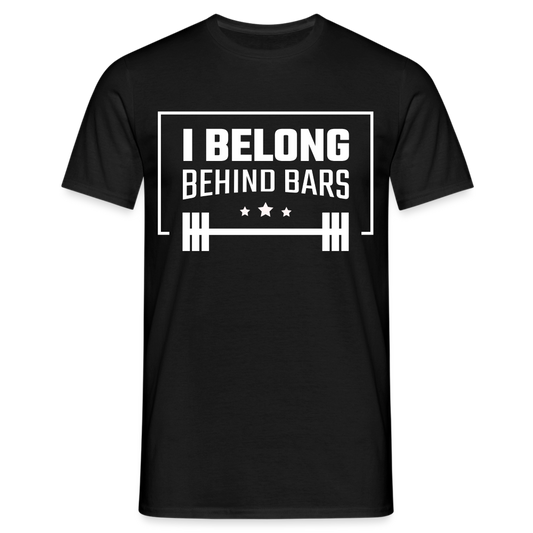 Männer T-Shirt "I belong behind bars" - Schwarz