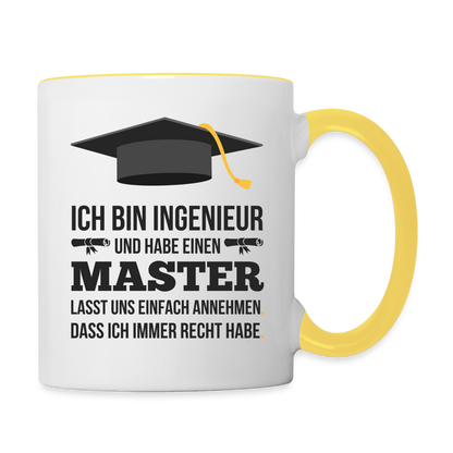 Tasse "Masterabschluss Ingenieur" - Weiß/Gelb