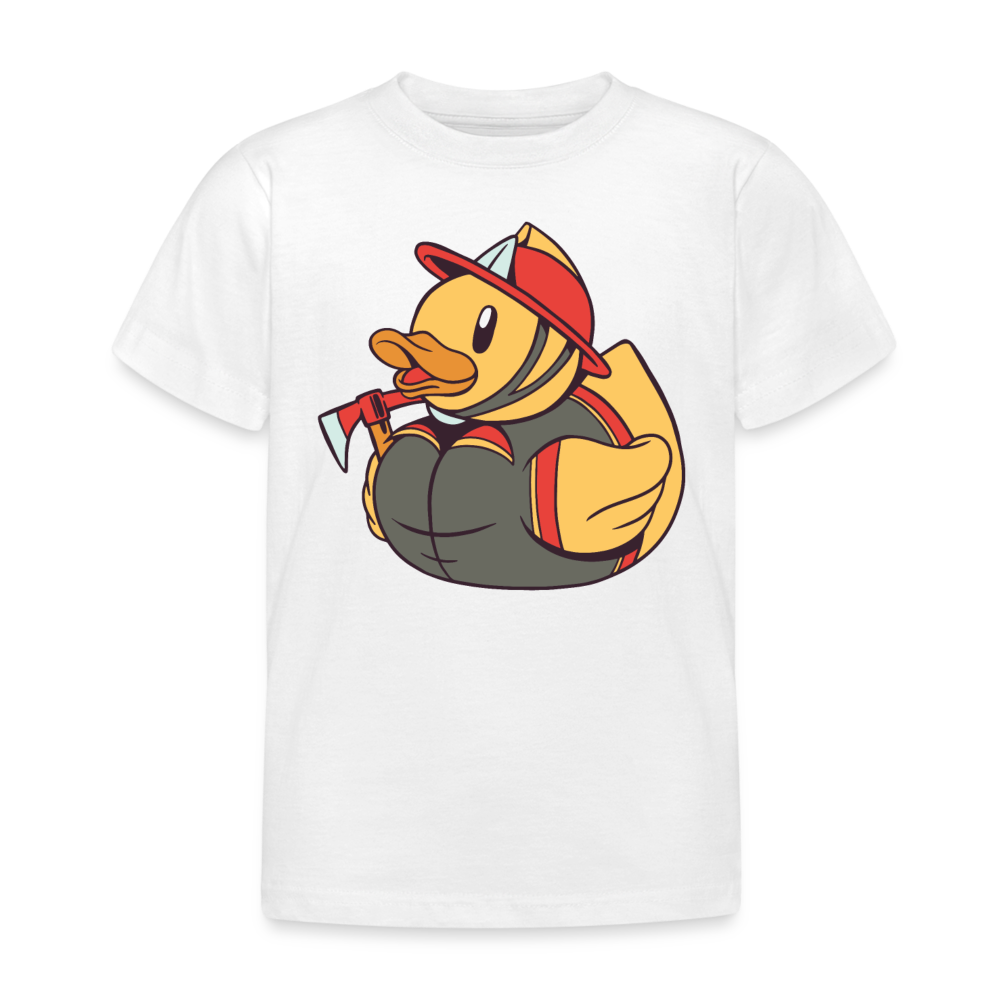 Kinder T-Shirt "Feuerwehr Ente" - Weiß