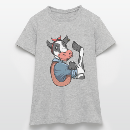 Frauen T-Shirt "Starke Kuh" - Grau meliert