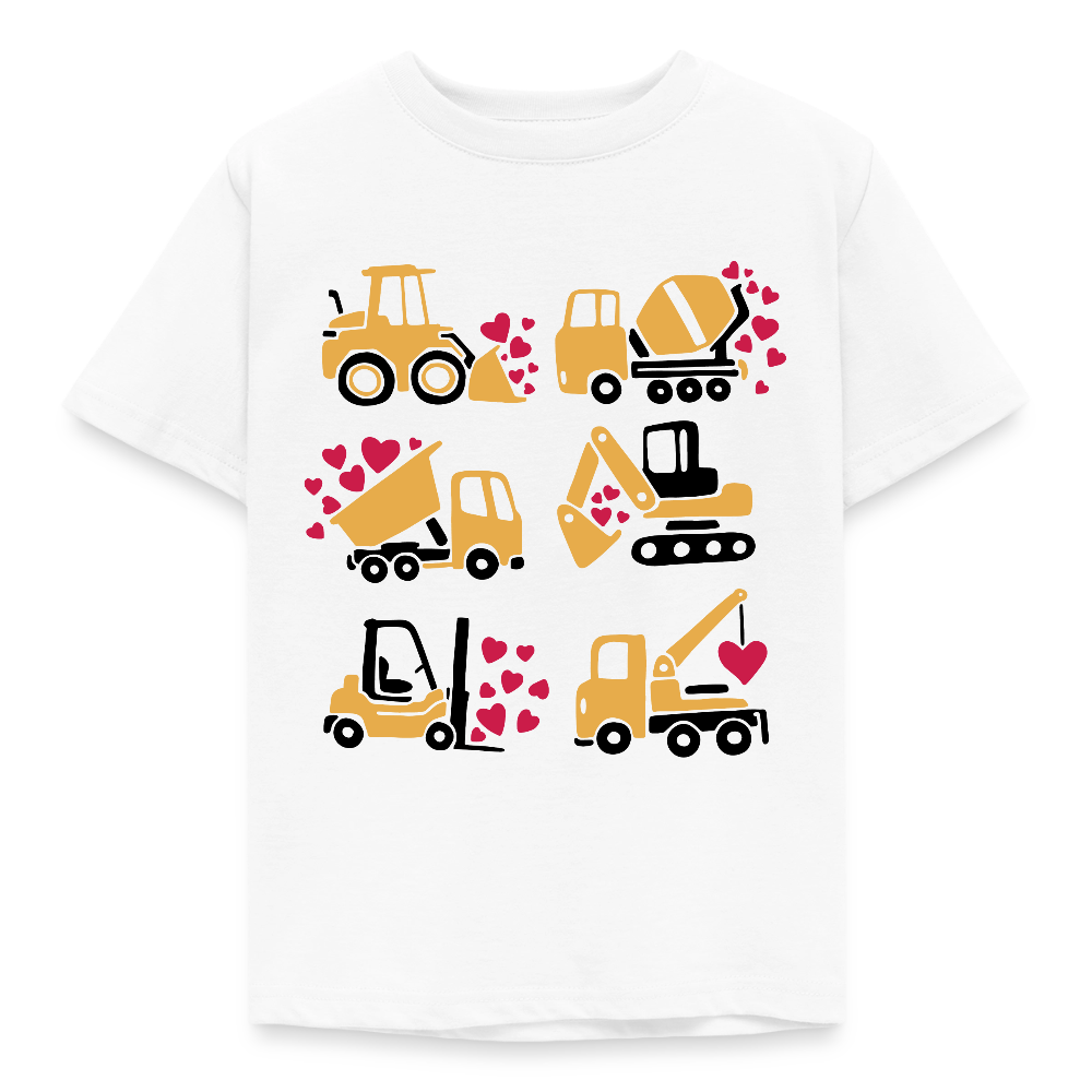 Kinder T-Shirt "Viele Bagger mit Herzen" - Weiß