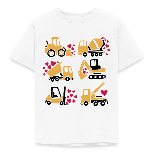 Kinder T-Shirt "Viele Bagger mit Herzen" - Weiß