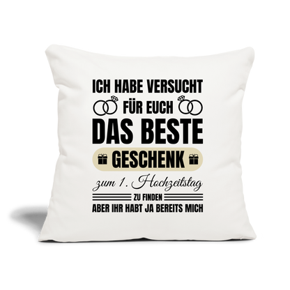 Sofakissen mit Füllung "Das beste Geschenk zum 1. Hochzeitstag" (von Trauzeugen) - Naturweiß