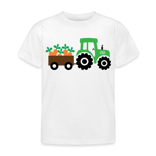 Kinder T-Shirt "Traktor fährt Karotten" - Weiß