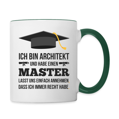 Tasse "Ich werde Architekt und habe einen Master" - Weiß/Dunkelgrün