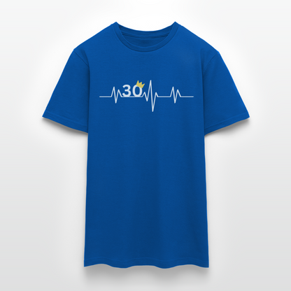 Männer T-Shirt "30 mit gelber Krone" - Royalblau