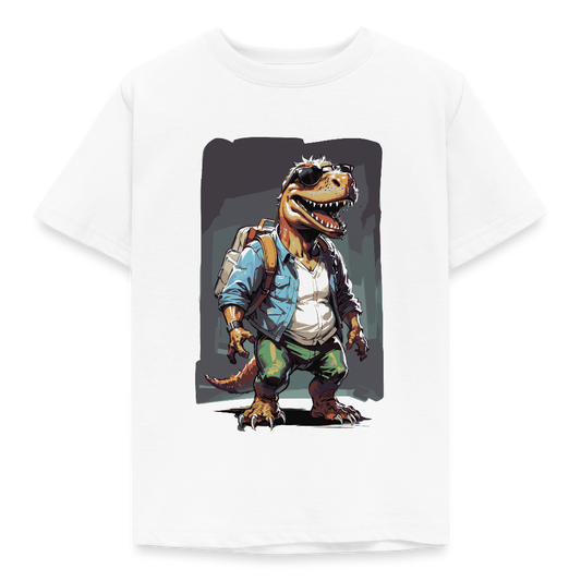Kinder T-Shirt "Dinosaurier mit coolen Klamotten" - Weiß