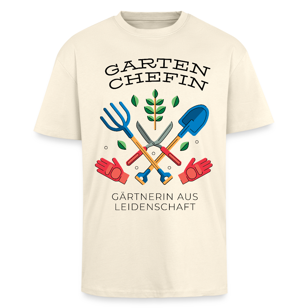 Oversize T-Shirt "Garten Chefin" - Creme