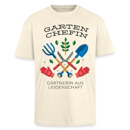 Oversize T-Shirt "Garten Chefin" - Creme