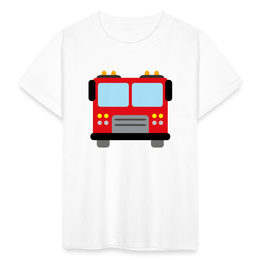 Kinder T-Shirt "Großes Feuerwehr-Auto" - Weiß