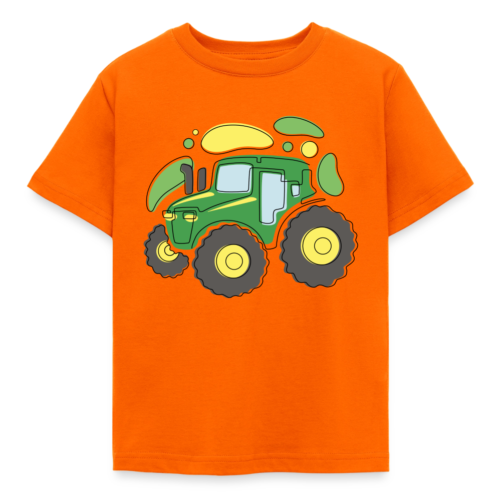 Kinder T-Shirt "Abstrakter grüner Traktor" - Orange