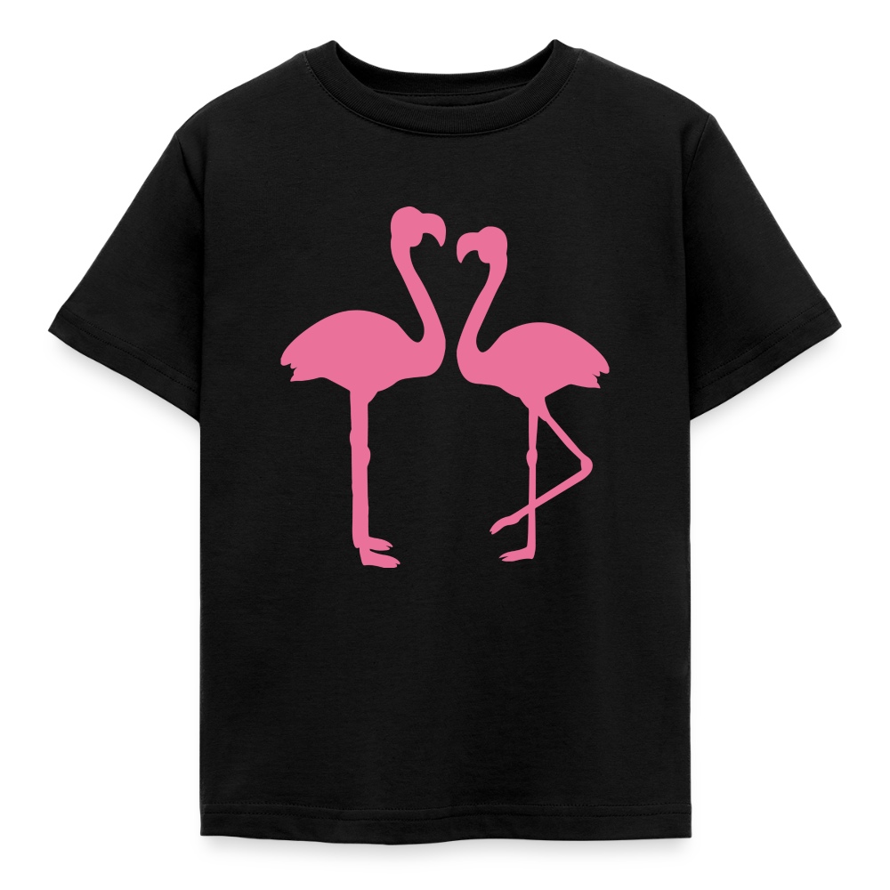 Kinder T-Shirt "2 Flamingos" - Schwarz