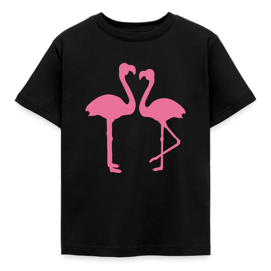 Kinder T-Shirt "2 Flamingos" - Schwarz