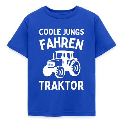 Kinder T-Shirt "Coole Jungs fahren Traktor" - Royalblau